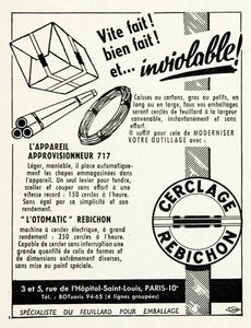 1957 Ad Cerclage Rebichon Otomatic Plastic Ties 3 Rue Hopital-Saint-Louis VEN7