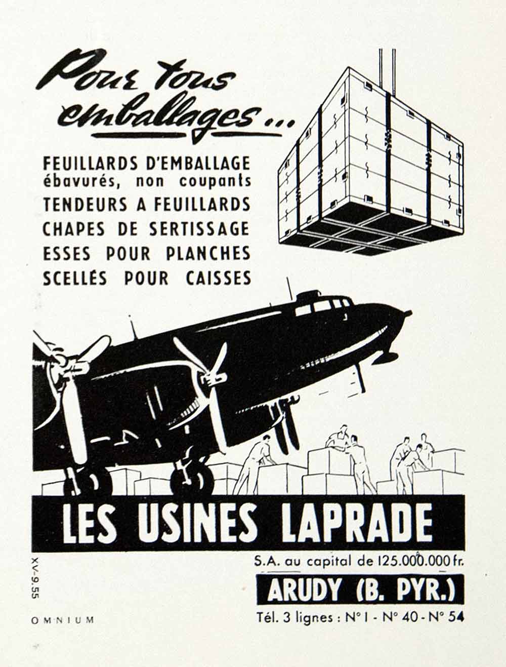 1957 Ad Usines Laprade Facotry Airplane Packaging Wooden Boxes Boards VEN7