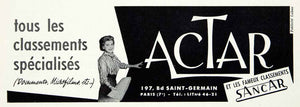 1957 Ad Actar Sancar 197 Boulevard Saint-Germain Paris Microfilm Fashion VEN7