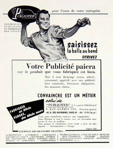 1957 Ad 40 Rue Mathurins Paris Publicited Advertising Agency Football VEN7