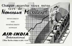 1957 Ad Air India International Airline 7 Rue Scribe Paris Travel VEN7