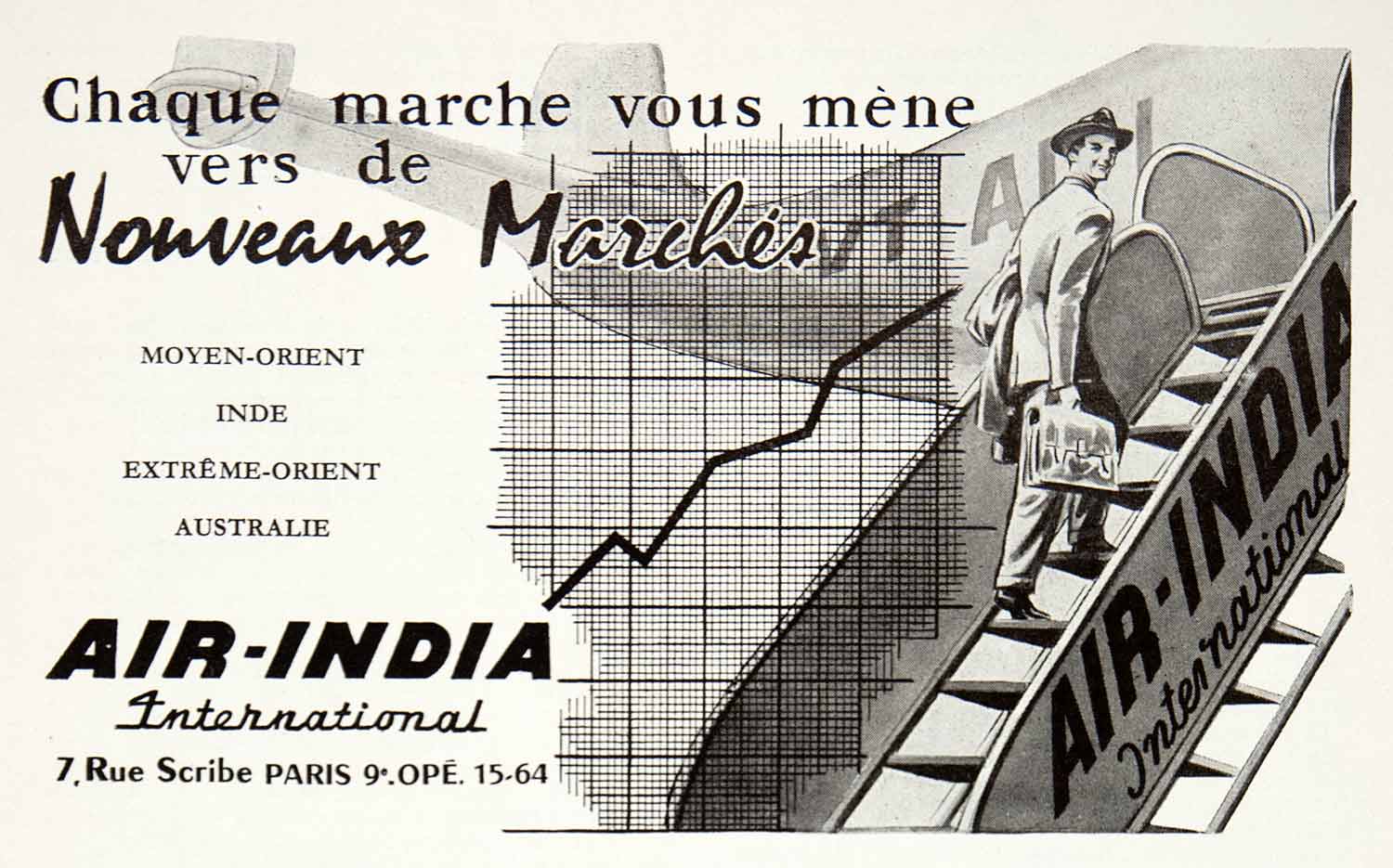 1957 Ad Air India International Commercial Airline Travel 7 Rue Scribe VEN7