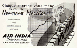 1957 Ad Air India International Commercial Airline Travel 7 Rue Scribe VEN7