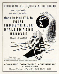 1957 Ad Office Paperclip Arthur Tressens Industrial Fair Hanover 16 Rue VEN7