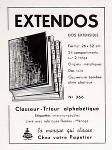 1957 Ad Extendos Stationary Filing Binder ESDE Tag Alphabetical VEN7