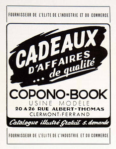 1957 Advert Copono-Book 20 Rue Albert-Thomas Clermont-Ferrand Corporate VEN7
