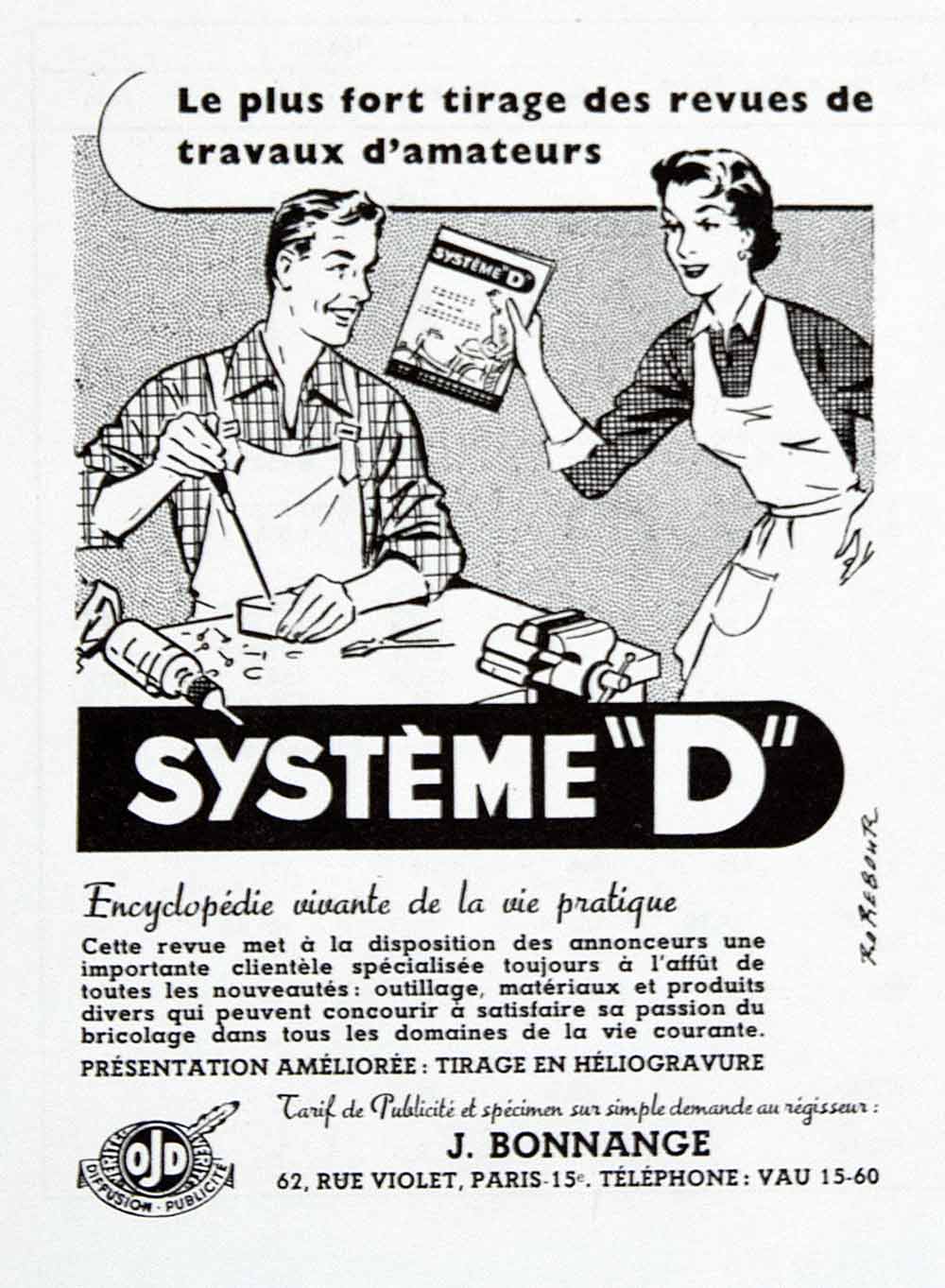 1957 Ad Systeme D 62 Rue Violet Paris Encyclopedia J Bonnange French VEN7