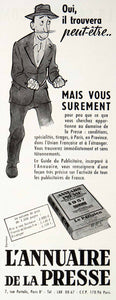 1957 Ad L'Annuaire Press Publication 7 Rue Portalis Paris Damour Divining VEN7