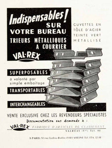 1957 Ad Inbox Val-Rex Valreas Office Equipment Mail Outbox 51 Rue Ledru VEN7