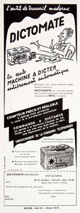 1957 Ad Dictomate SNF Olympia 29 Rue Berri, Paris Tape Recorder French VEN7