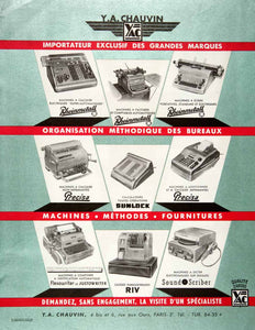 1955 Lithograph Ad Y A Chauvin Rheinmetall Precisa Sumlock Flexowriter VEN7