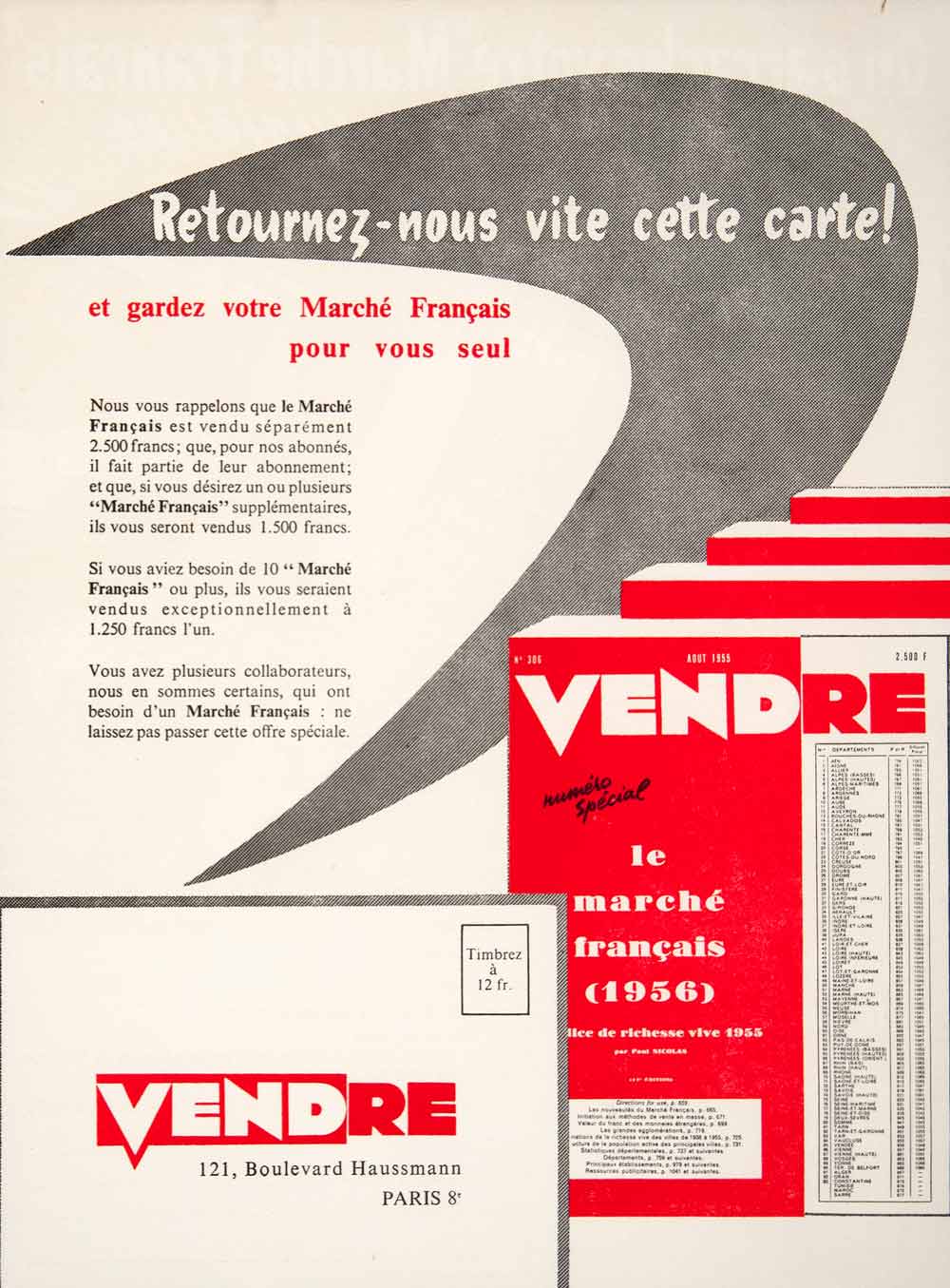 1955 Lithograph Advert Marche Francais Vendre Emile Dulac121 Bld Haussmann VEN7