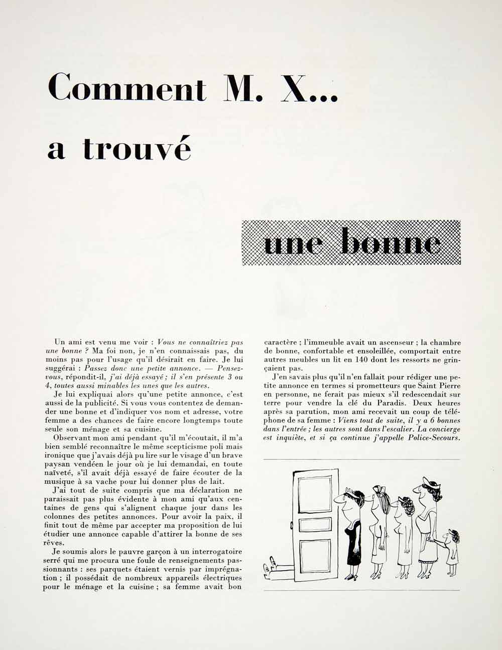 1956 Article Celerier Housemaid Advertising Cautionary Tale Advice French VEN7
