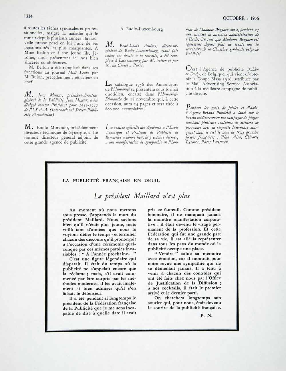 1956 Article Commercial Film Advertising French Nestle Jean Mineur Maillard VEN7