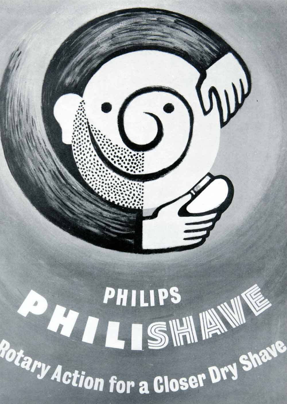 1955 Print Philips Henri Kay Henrion Razor Dry Shaving Rotary Advertising VEN7