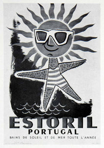 1955 Print Estoril Portugal J Feio Starfish Portugal Advertising Tourism VEN7
