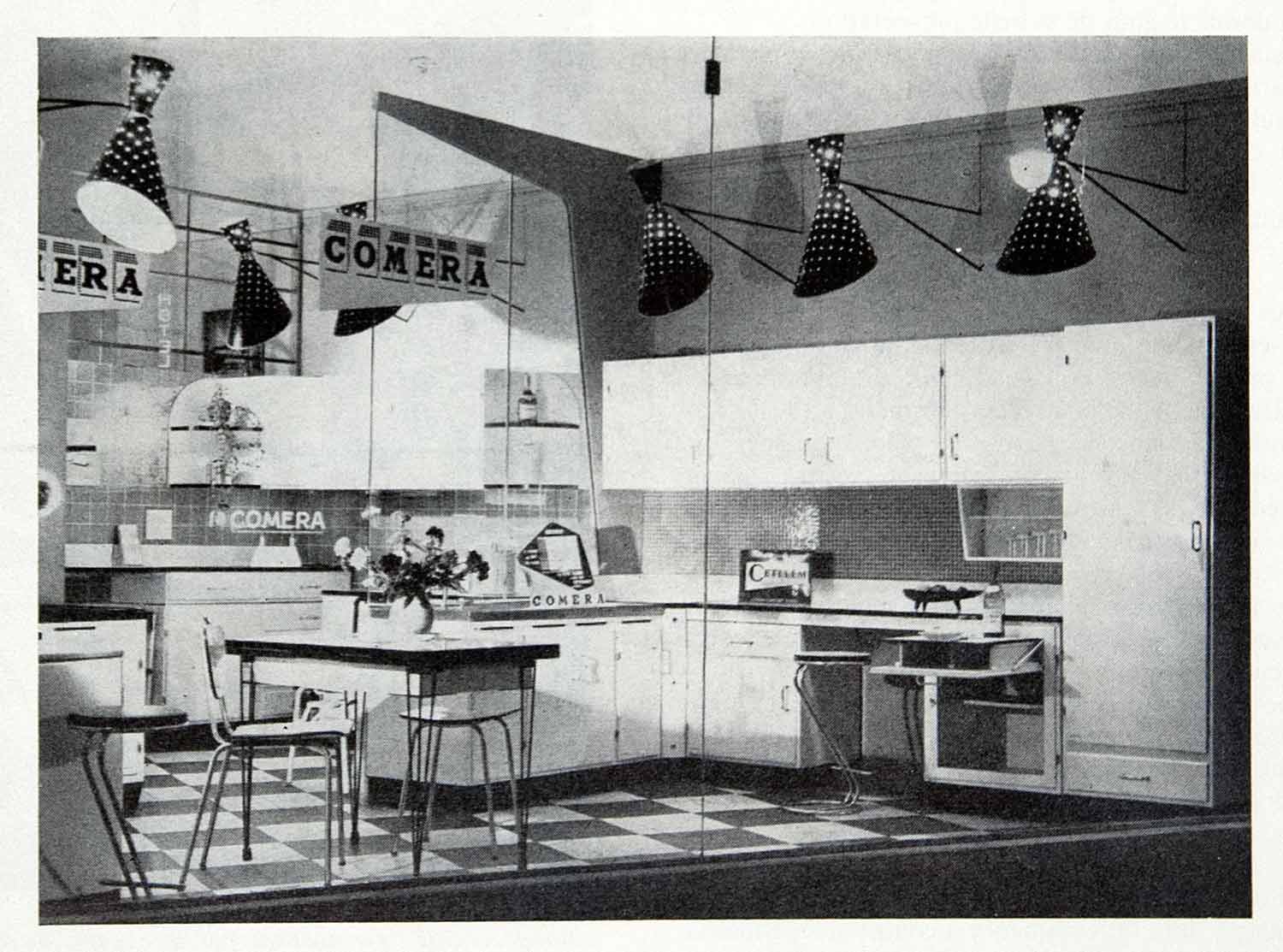 1956 Print Comera Kitchen Appliance Display Countertop Lamp Table Stove VEN7