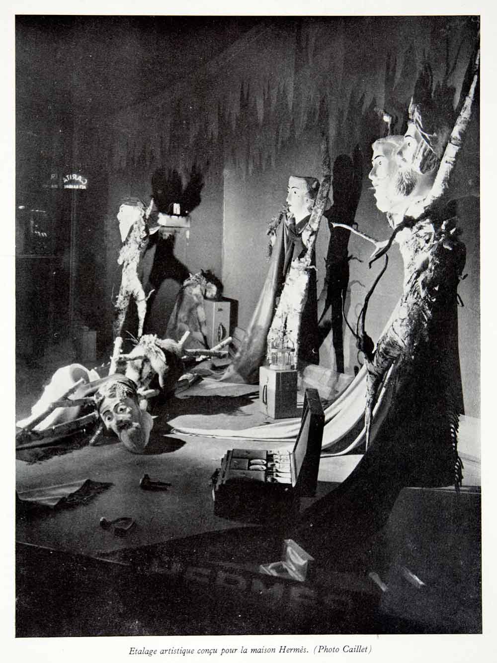 1956 Print Hermes Window Display French Advertising Marketing Mask Eerie VEN7