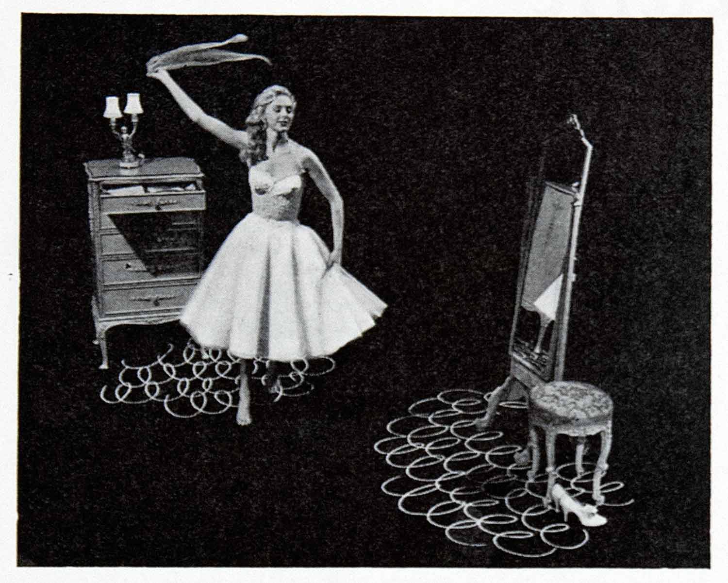 1956 Print Kayser Bondor Nylon Skirt Fashion Mirror Drawer Advertising VEN7