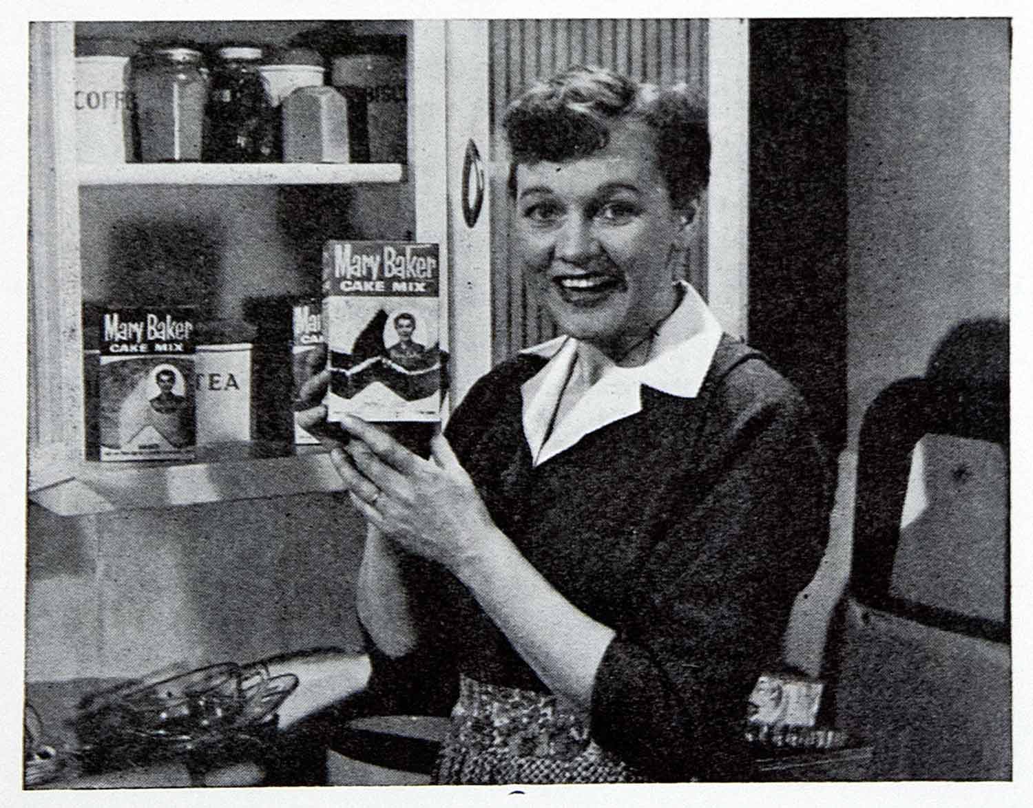 1956 Print Mary Baker Cake Mix Commercial Housewife Rosamund John English VEN7
