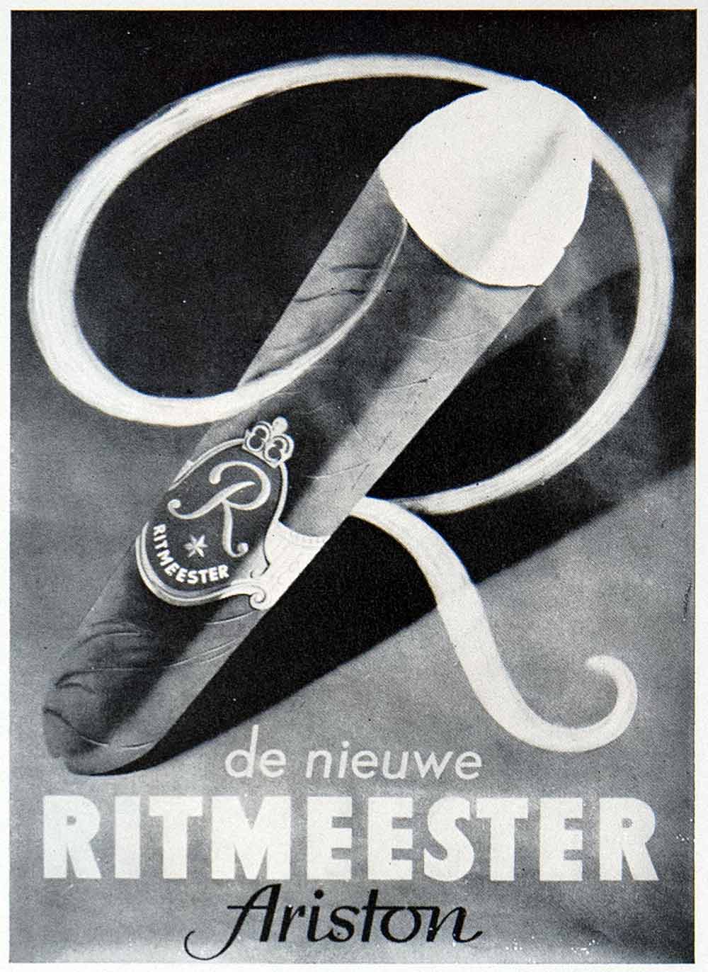 1956 Print Ritmeester Cigar Smoking Frank Mettes Tobacco Advertising Art VEN7