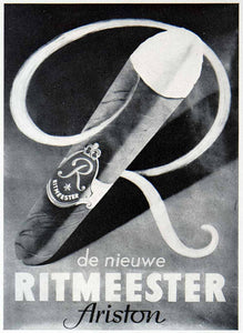 1956 Print Ritmeester Cigar Smoking Frank Mettes Tobacco Advertising Art VEN7