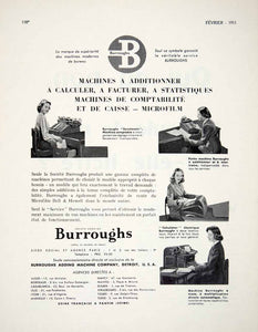 1953 Ad Burroughs Adding Machine Calculating Office Electric Calculator VEN8