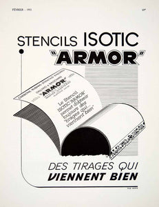 1953 Ad Stencils Isotic Armor Galland Brochard 18 Rue Chevreul Carbon Paper VEN8