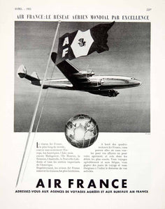 1953 Ad Air France Airline Airway Plane Aeroplane French Travel Flight VEN8