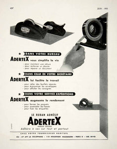 1953 Ad Adertex Sticky Tape French Office Supplies Stationary Wall Mounted VEN8