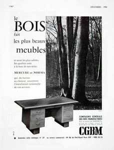 1954 Ad Mercure Norma Wooden Furniture Office 99 Boulevard Port-Royal Paris VEN8