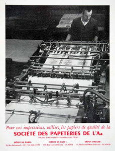 1954 Ad Societe Papeteries AA Dambricourt Freres Printing Press Machine VEN8