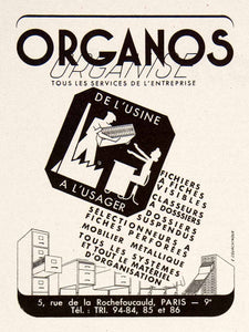 1948 Ad Organos Organizational 5 Rue Rochefoucauld Paris Filing Systems VEN8