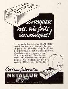 1948 Ad Metallur Gripfort Humectout Gummed Paper Packaging French VEN8