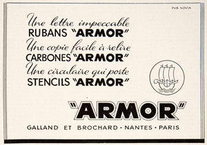 1948 Ad Armor Carbon Paper Stencils Ribbon Galland Brochard Nantes French VEN8