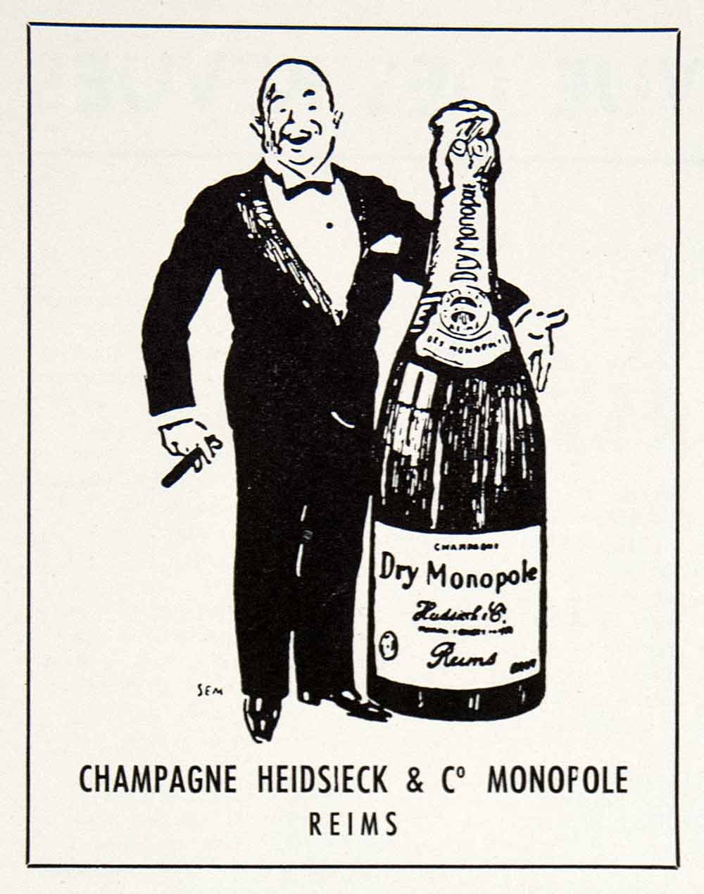1953 Ad Champagne Heidsieck Monopole Drink French Bottle Reims SEM Bubbly VEN8