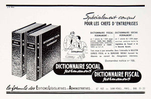 1953 Ad Dictionary 67 Rue Saint-Peres Paris Fiscal Social French Reference VEN8