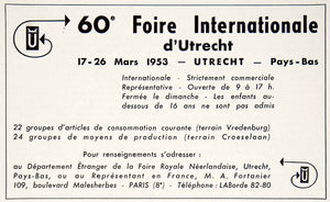 1953 Ad Foire Internationale Utrecht International Fair 109 Blvd VEN8