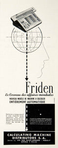 1953 Ad Friden Calculating Machine 219 Rue Saint-Honore Office Machine VEN8
