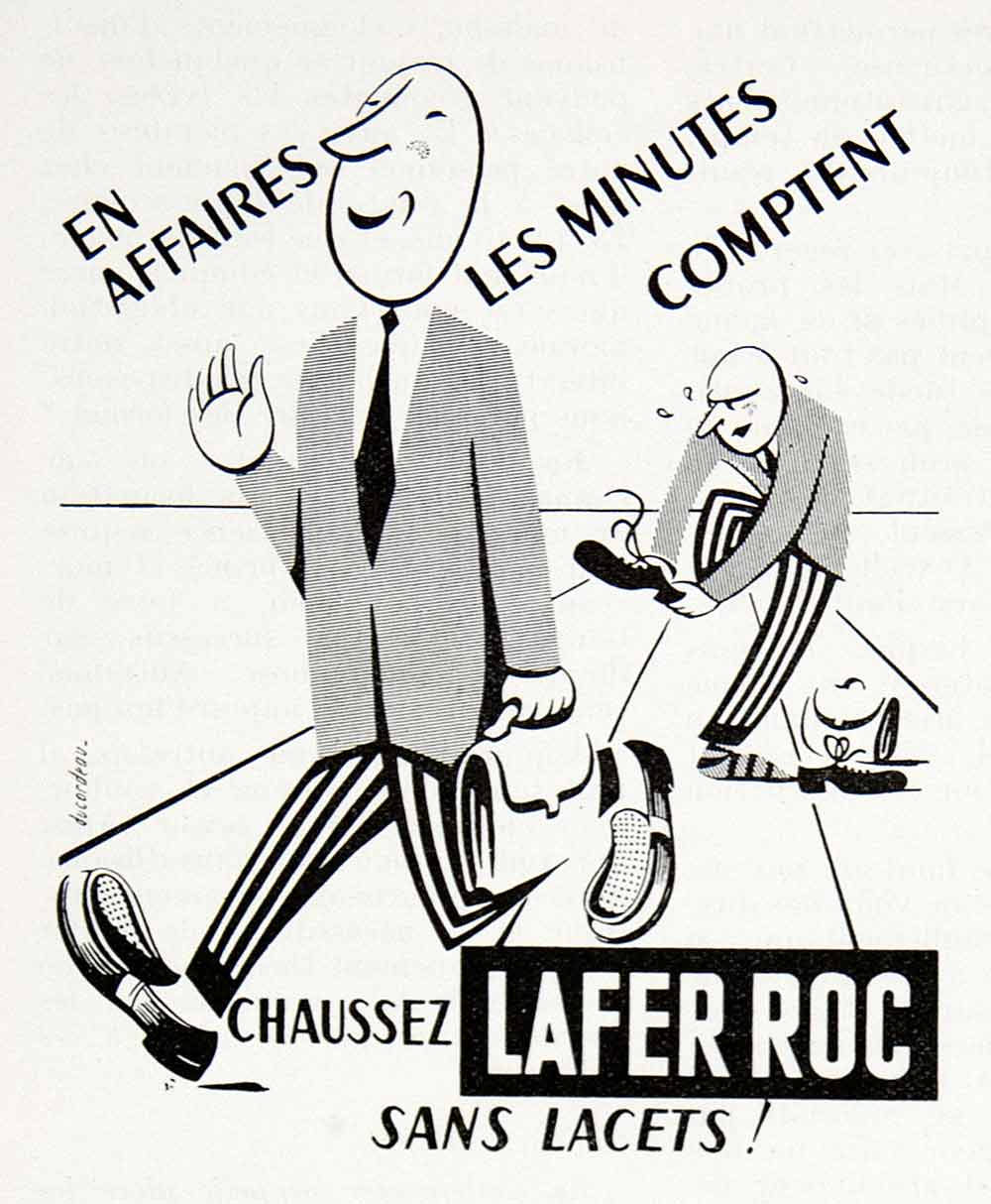 1954 Ad Lafer Roc No Shoelaces Shoes Business Casual Footwear Men's French VEN8