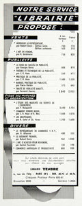 1954 Ad Bookshop Vendre Training Books Selling French Marketing 6 Rue De VEN8