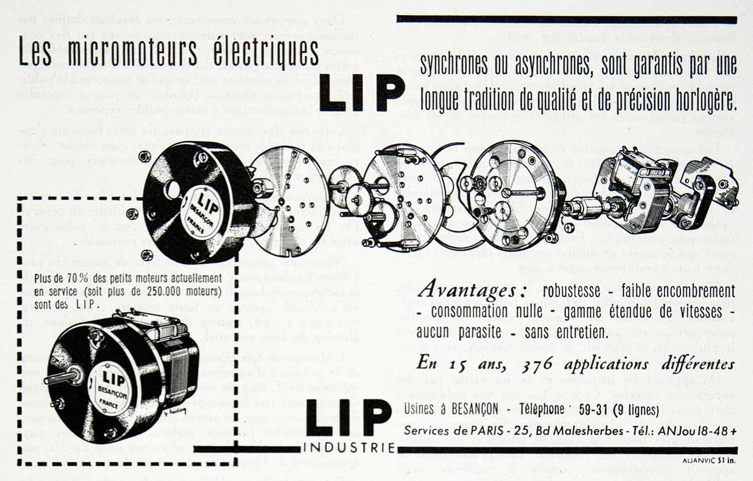 1954 Ad Electric Micromotor Motor 25 Boulevard Malesherbes Gears Industrial VEN8