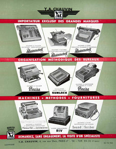 1954 Lithograph Ad Y.A. Chauvin Rheinmetall Precisa Sumlock Yac Statibox VEN8