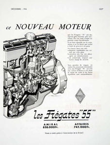 1954 Ad Motor Fregates 55 Renault Car Advert Amiral Engine Car Part VEN8
