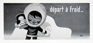 1954 Print Herve Morvan French Eskimo Esso Motor Oil Inuit Advertisement VEN8