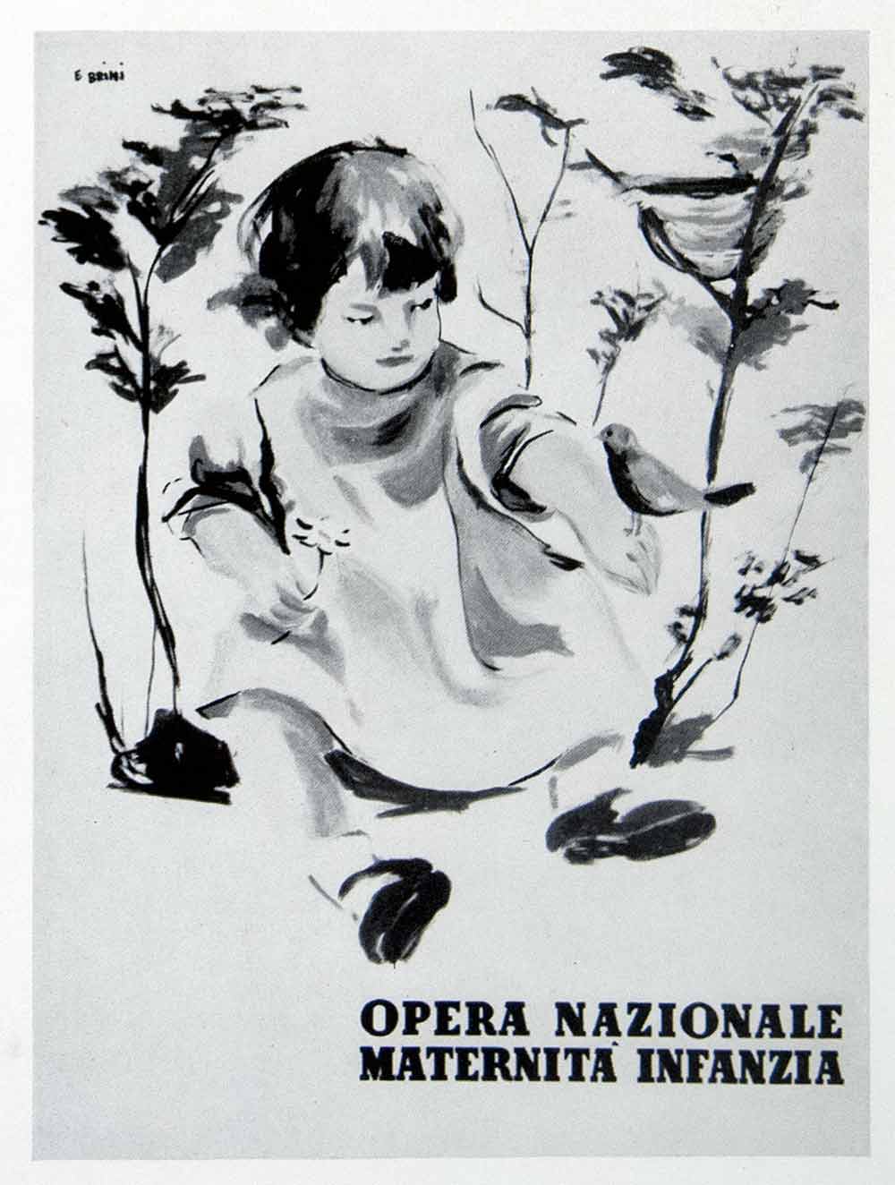 1954 Print Italian Advertisement Ercole Brini Maternita Infanzia Opera VEN8