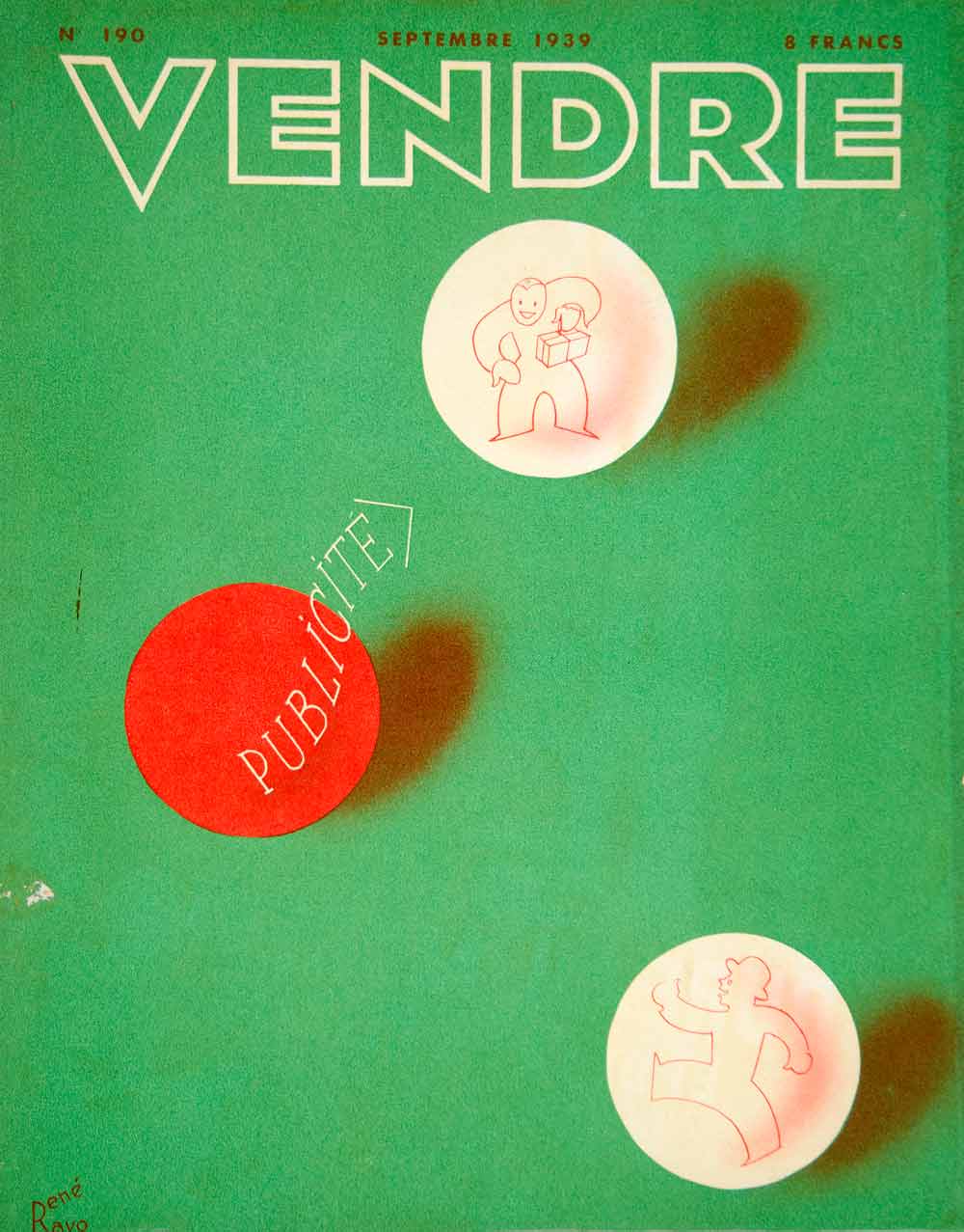 1939 Cover Vendre French Magazine Rene Ravo Art Deco Illustration Publicity VEN9