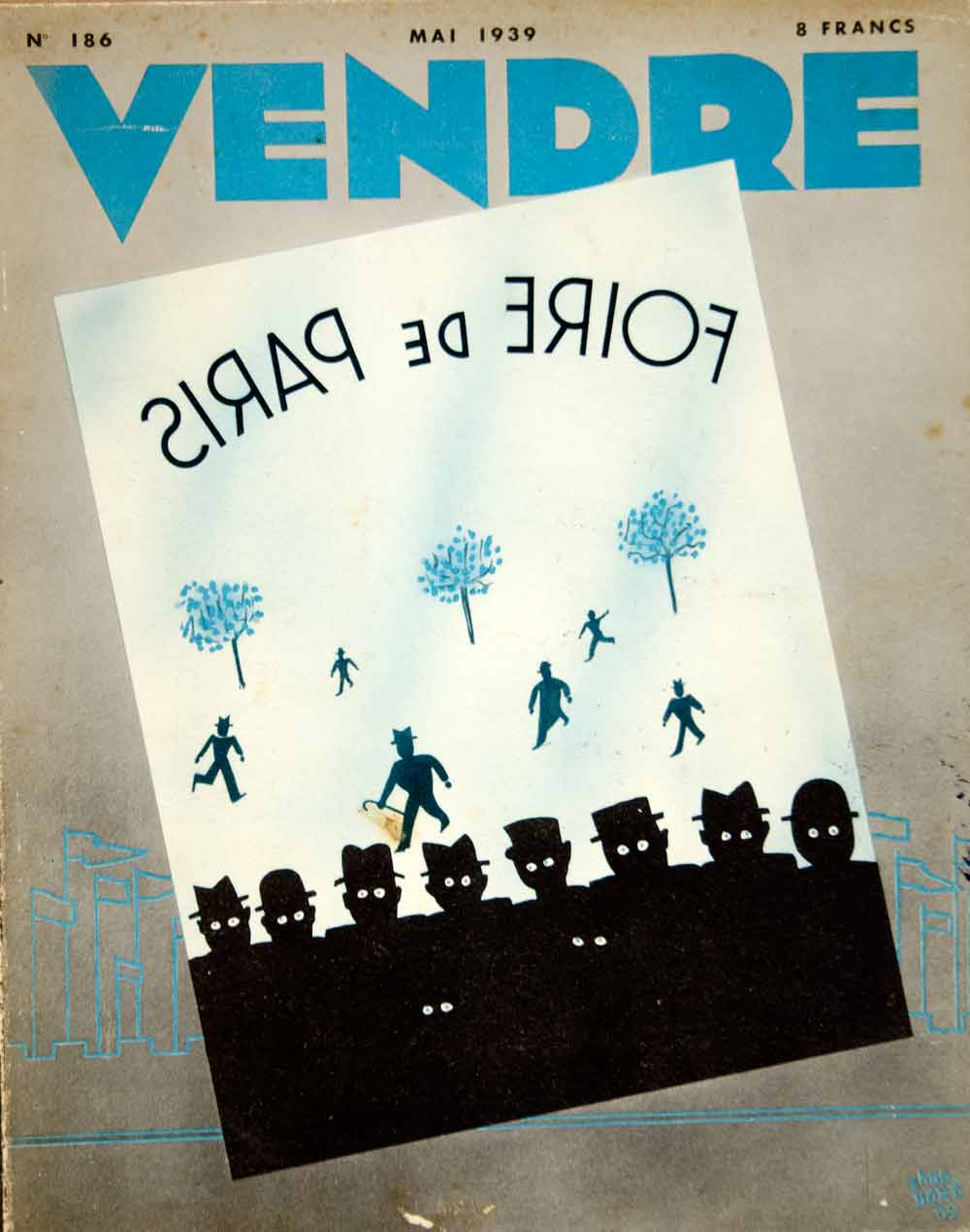 1939 Cover Vendre French Magazine Chas Bore Art Illustration Foire de Paris VEN9
