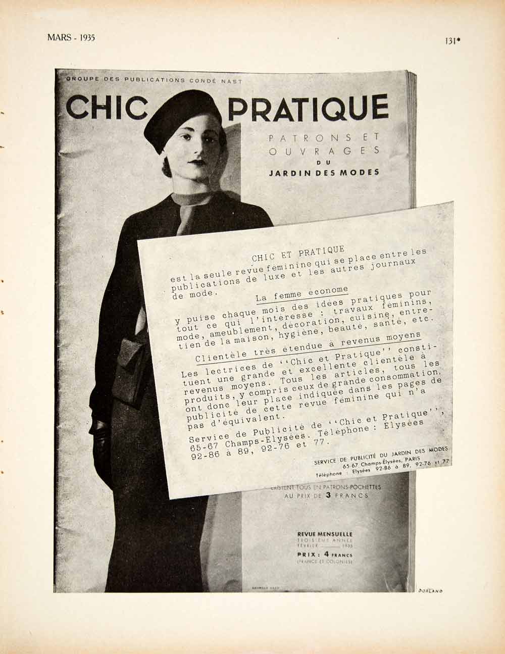 1935 Ad Vintage Chic Practique French Fashion Magazine Women Conde Nast VEN9