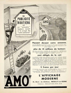 1935 Ad Vintage French L'Affichage Moderne Highway Road Advertising Signs VEN9